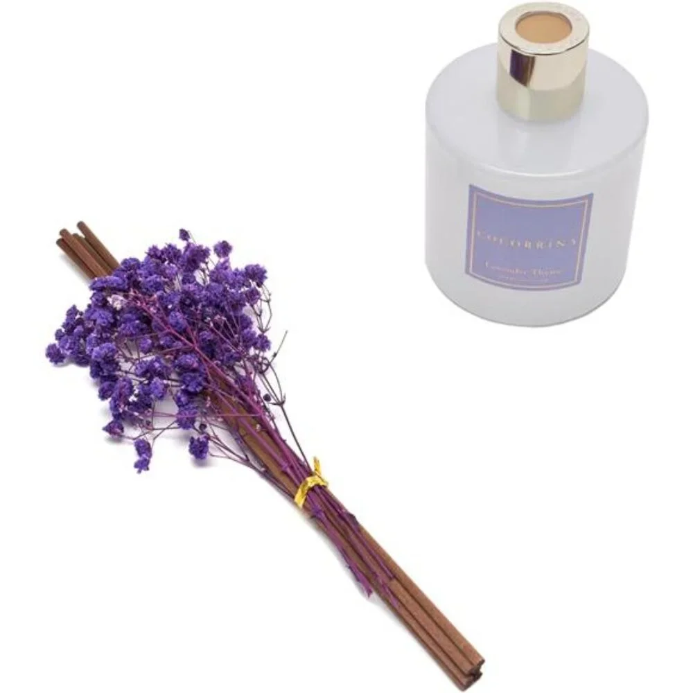 Premium Reed Diffuser Set with Preserved Baby's Breath & Cotton Stick Lavender